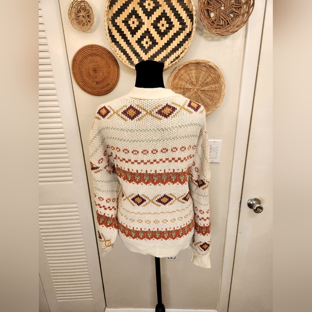 Soft And Cozy Cream V-Neck Button Up Knitted Sweater - Picture 9 of 10